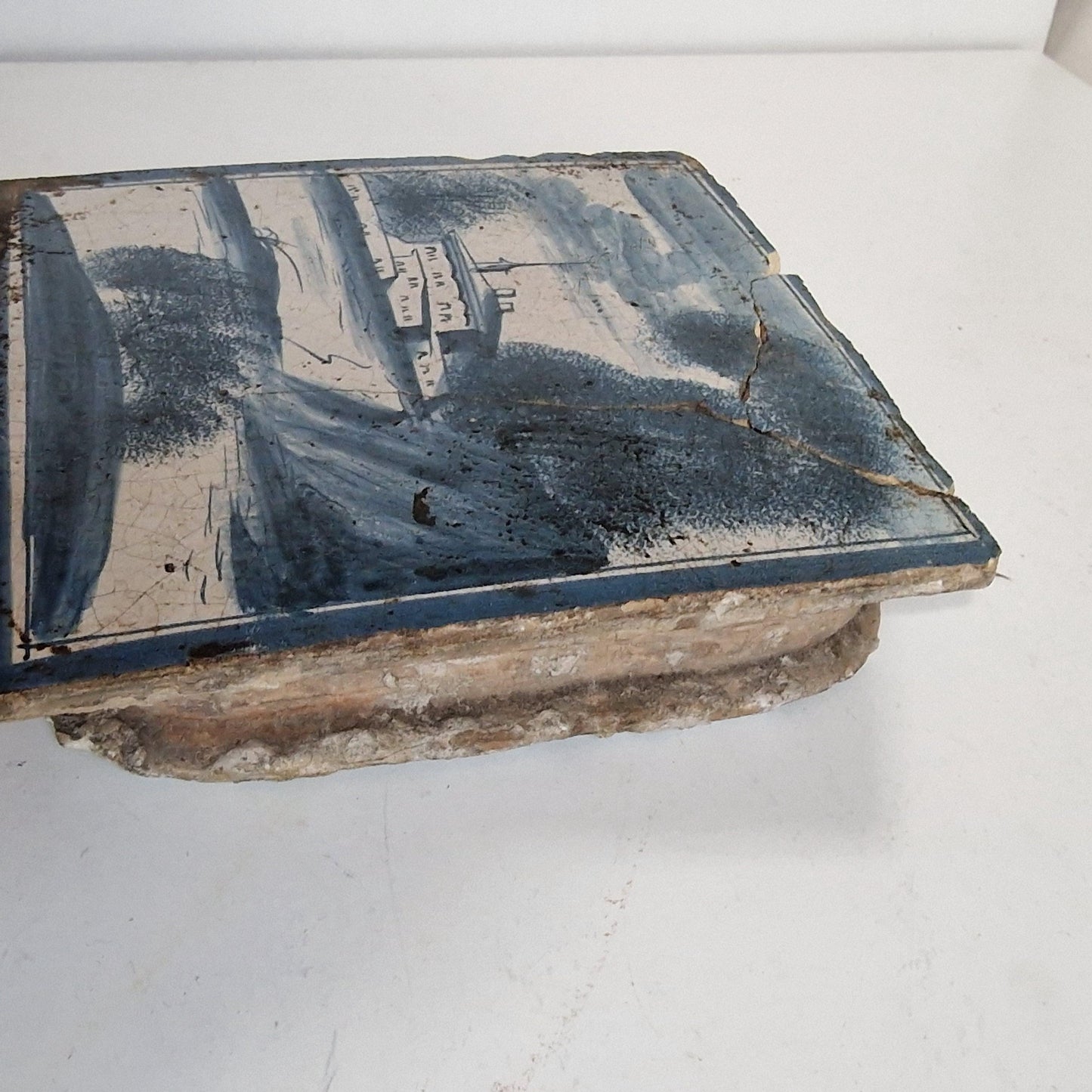 Antique Delft Blue Fireplace Tile, 18th Century Northern Germany Plaque