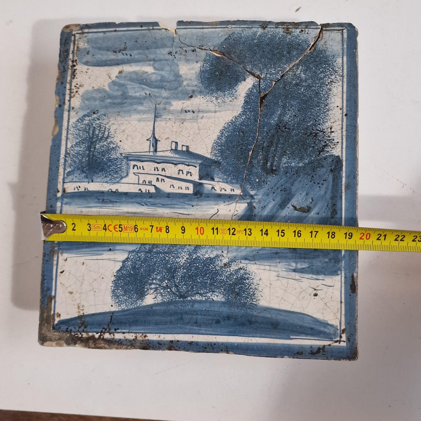 Antique Delft Blue Fireplace Tile, 18th Century Northern Germany Plaque