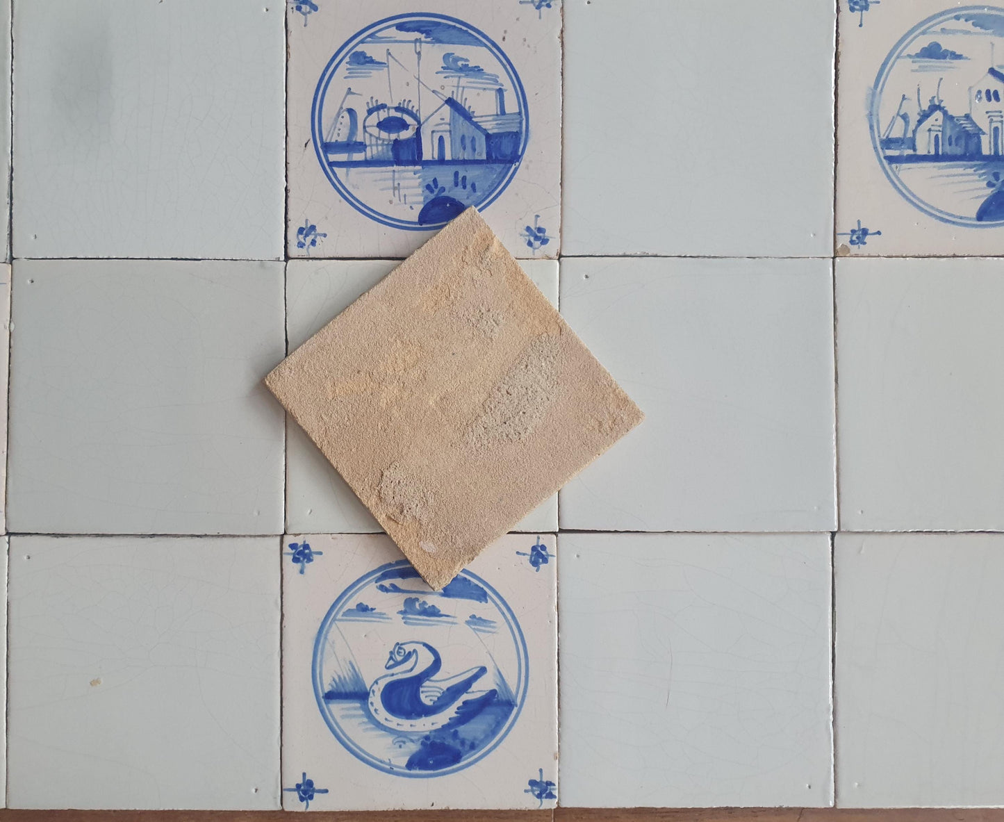 40 Delft Landscape Tiles, 18th Century Dutch White, 13x13cm