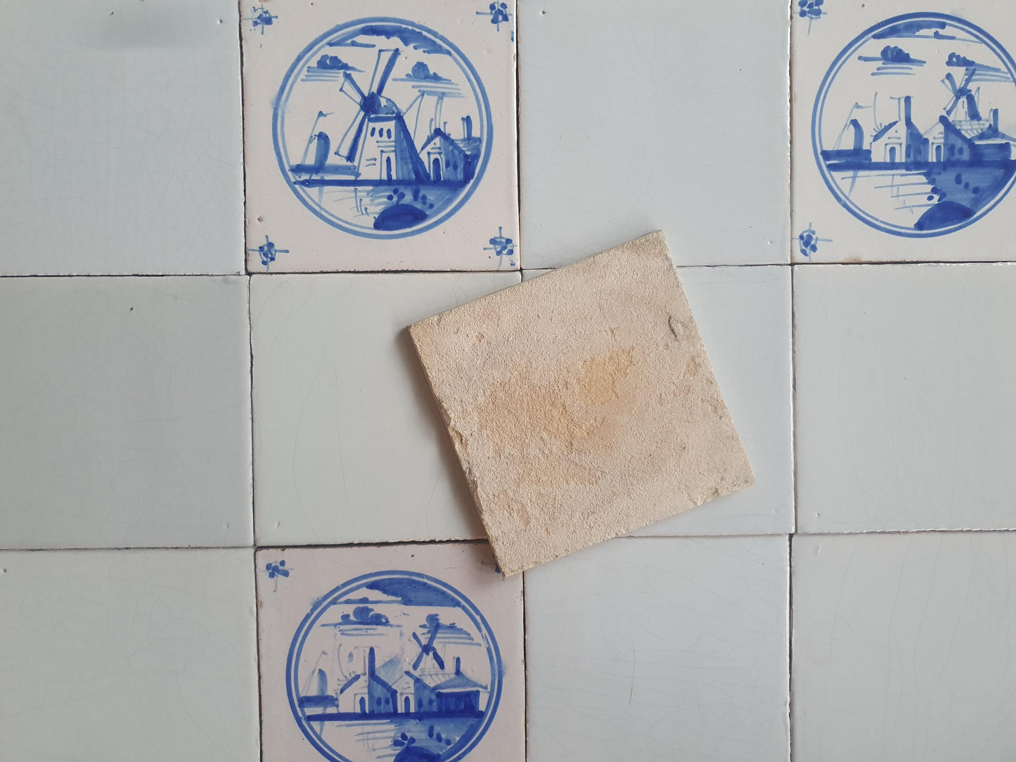 40 Delft Landscape Tiles, 18th Century Dutch White,