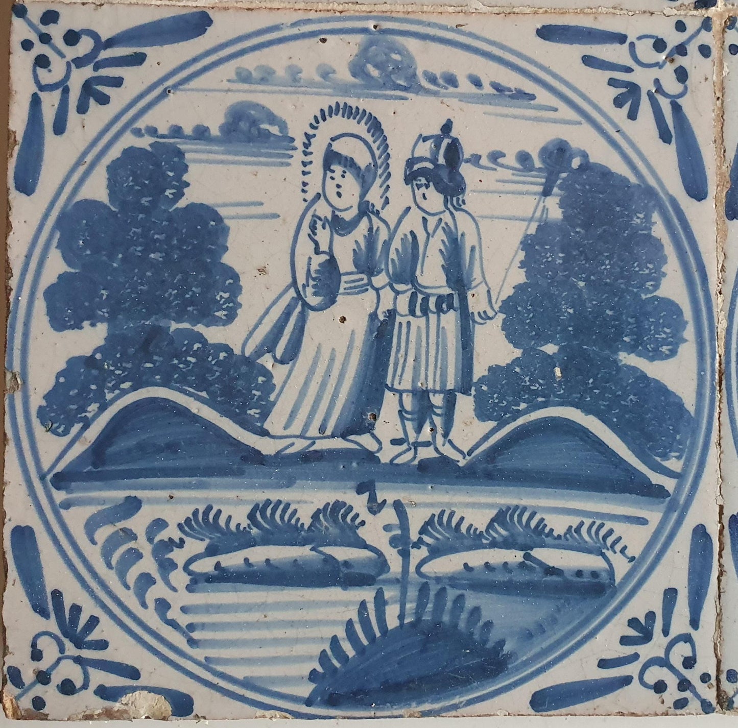 Antique Delft Blue Biblical Tiles, 18th Century, Ossekophoek Motif