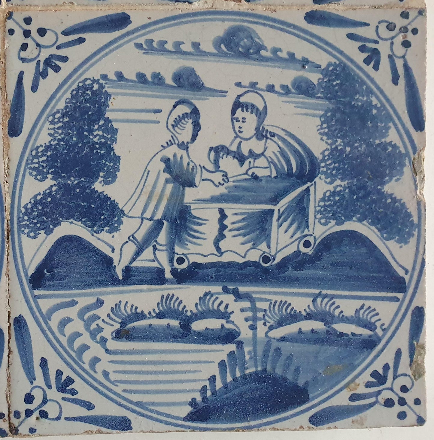 Antique Delft Blue Biblical Tiles, 18th Century, Ossekophoek Motif