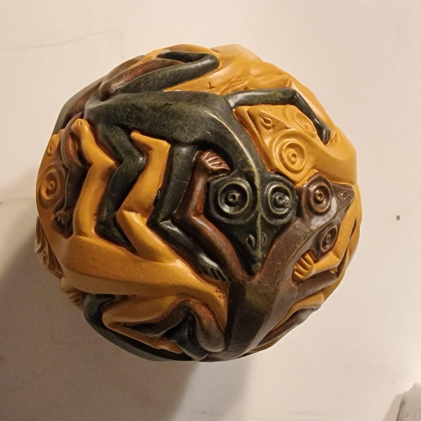 M.C. Escher Lizards Sculpture, Large 3D Sphere on Stand, Museum Object, mouseion, parastone
