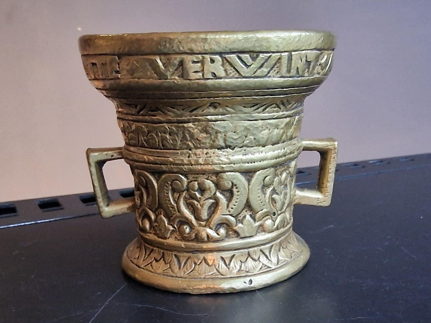 antique dutch mortar and pestle, 18th century, rare, vijzel antiek, copper/brass/bronze