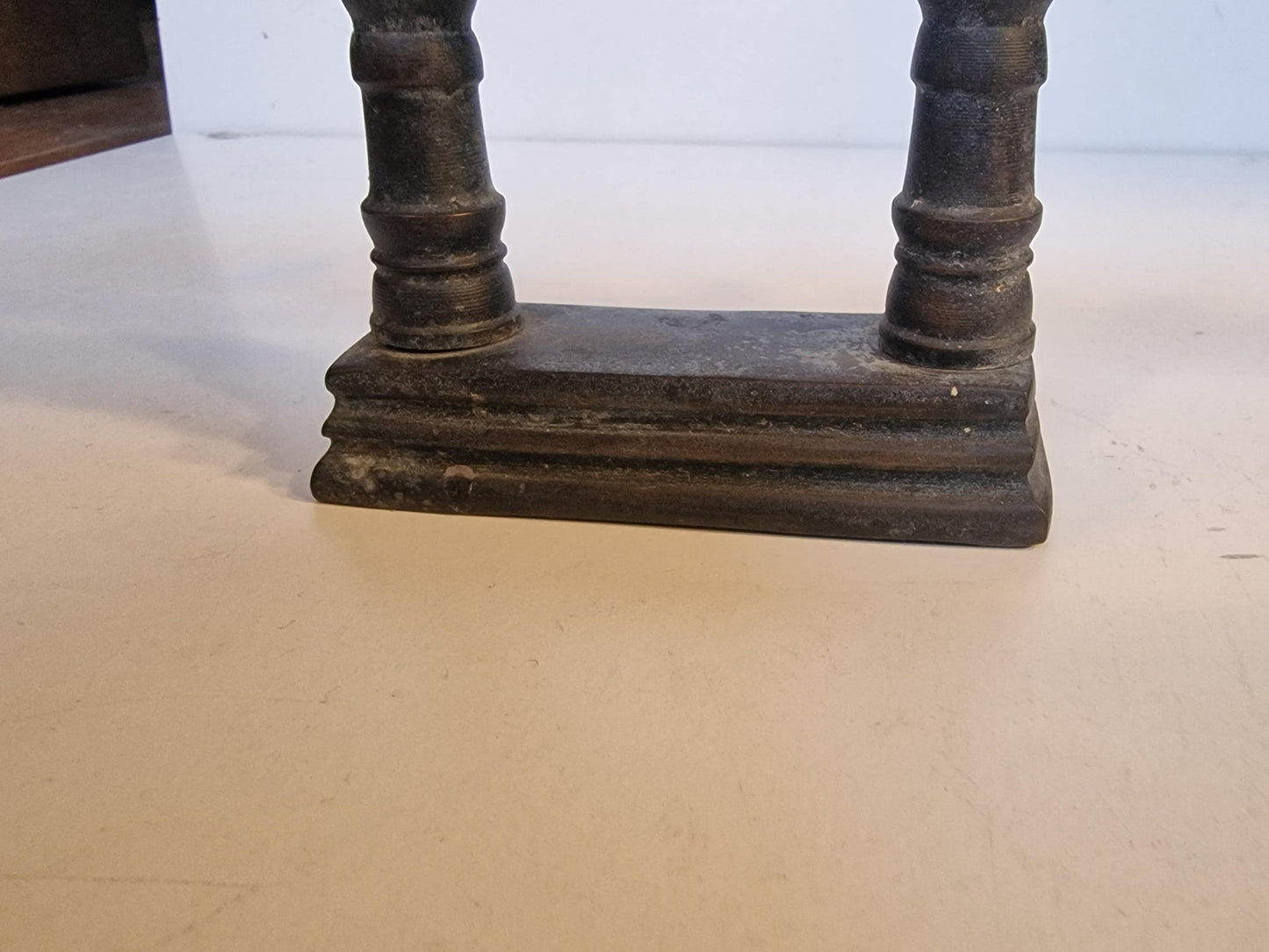 Antique Tribal Bronze Ritual Lamp – Indian Boat with Bell, 5-Holder