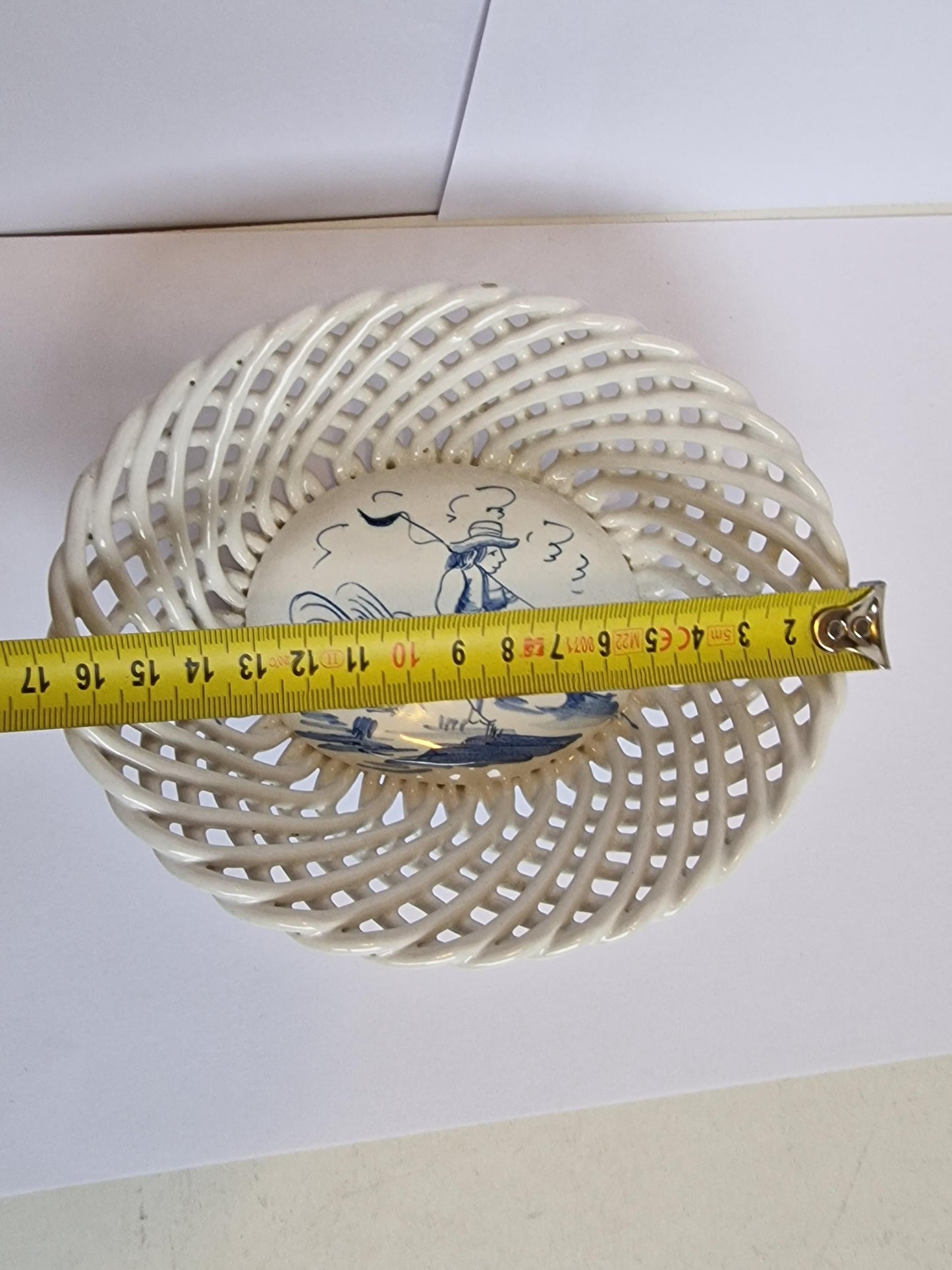 delft pottery open work basket, pottery anchor, marked, 18th antique, good condition, rare