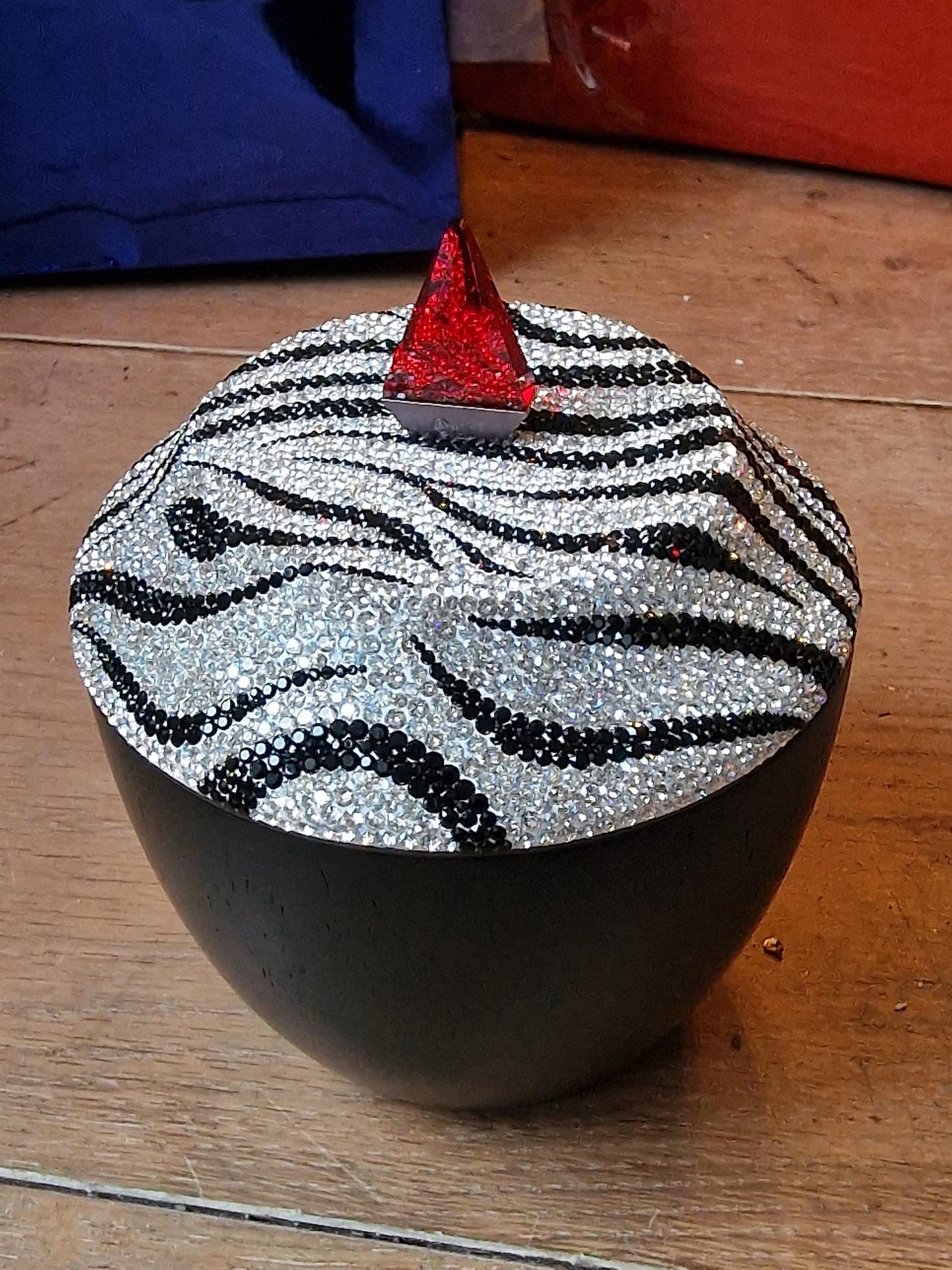 Swarovski, a Crystal Trinket Box, Zebra 'Jamila' Design, Lidded Jewel Case, authentic limited edition
