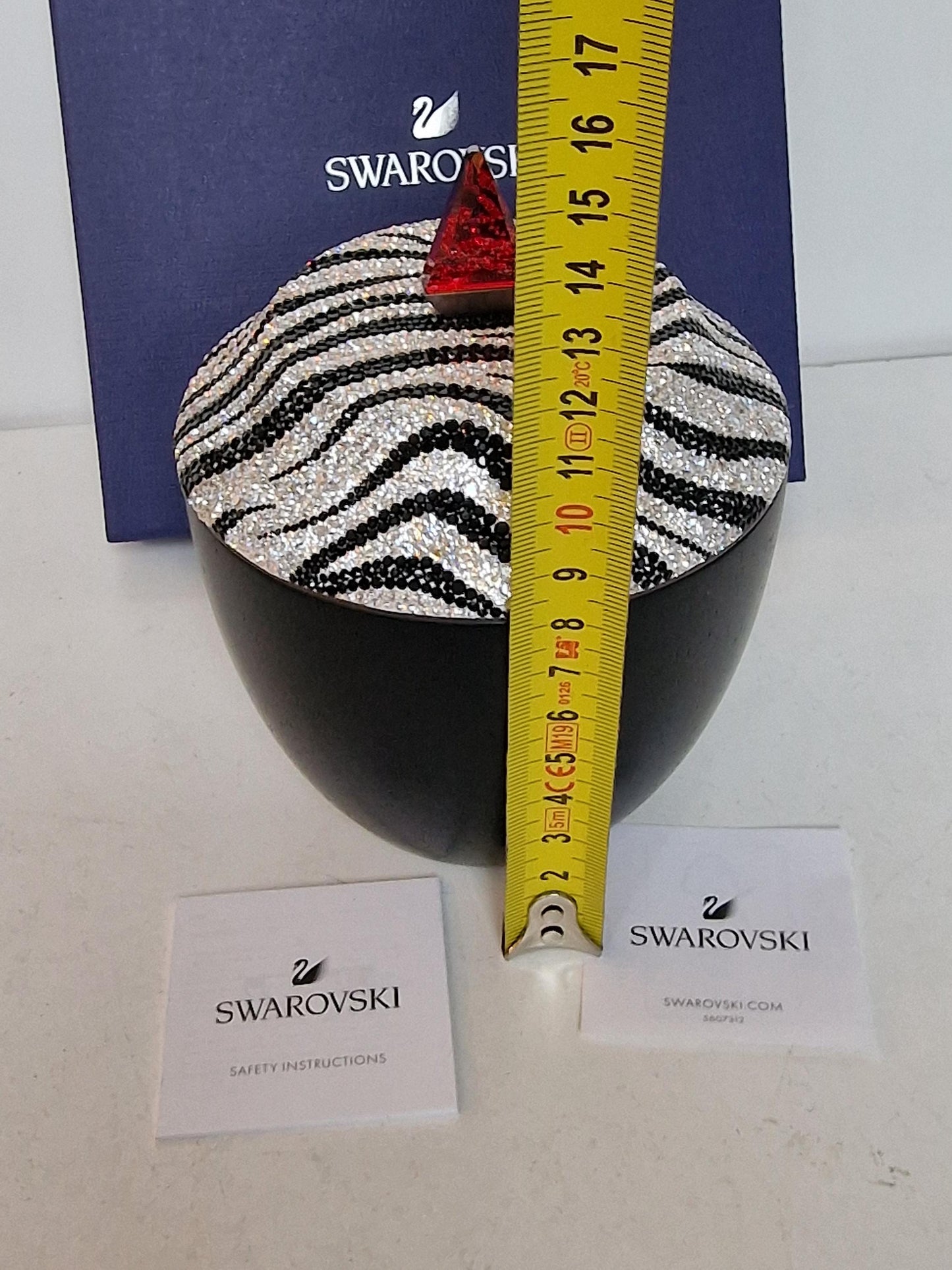 Swarovski, a Crystal Trinket Box, Zebra 'Jamila' Design, Lidded Jewel Case, authentic limited edition