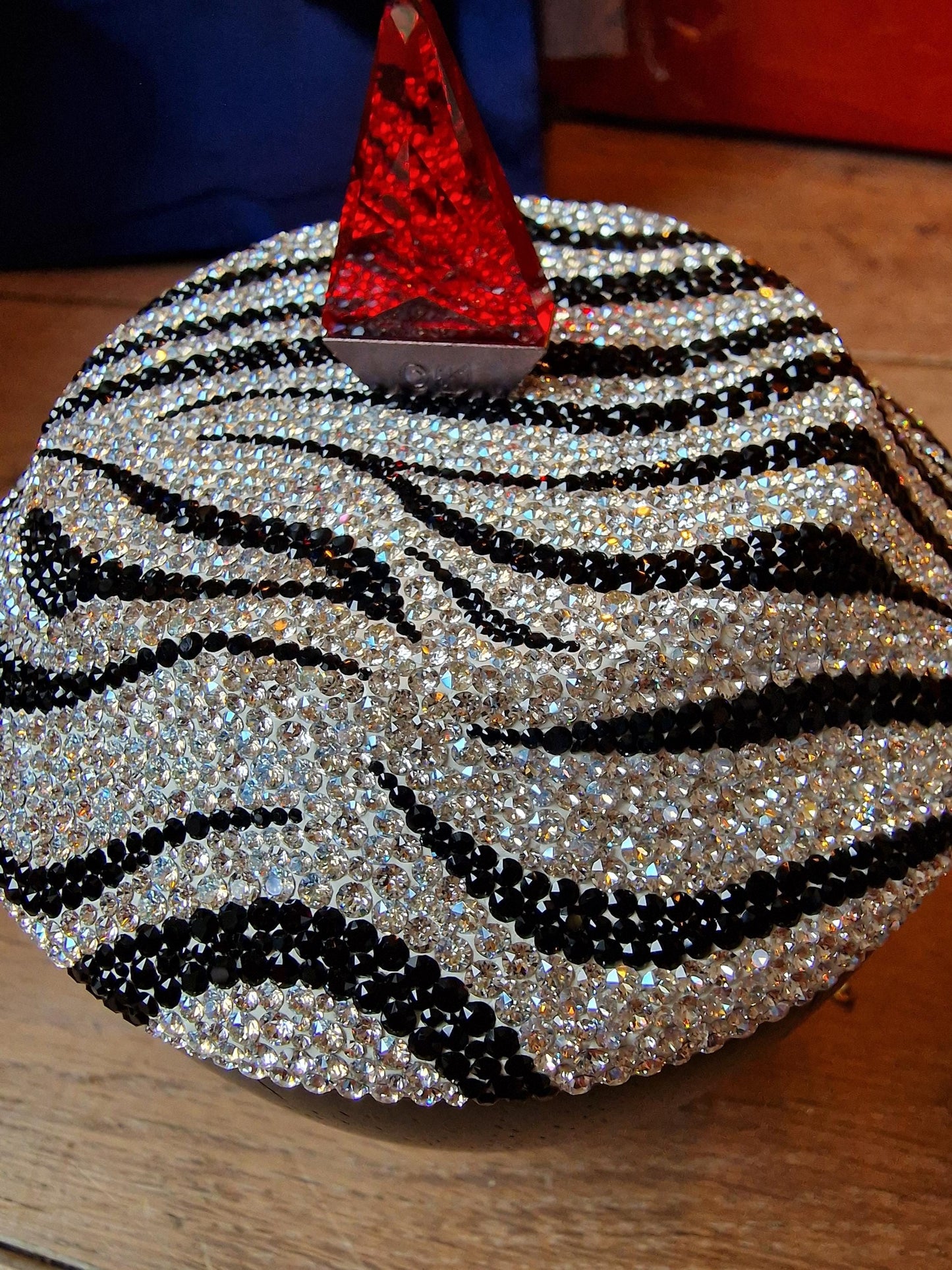 Swarovski, a Crystal Trinket Box, Zebra 'Jamila' Design, Lidded Jewel Case, authentic limited edition