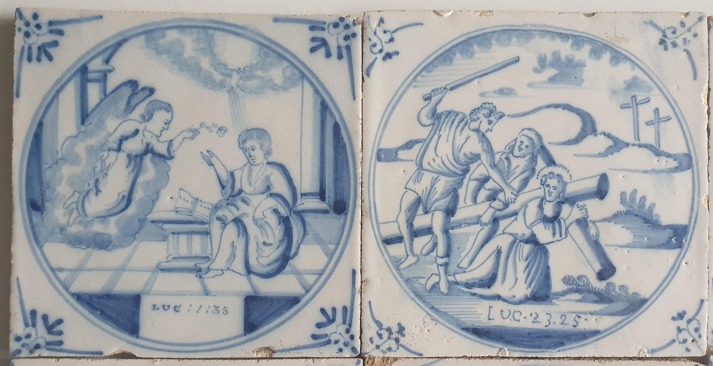 Antique Delft Tile Set, 18th/19th Century Dutch Tegel, (Bibel)