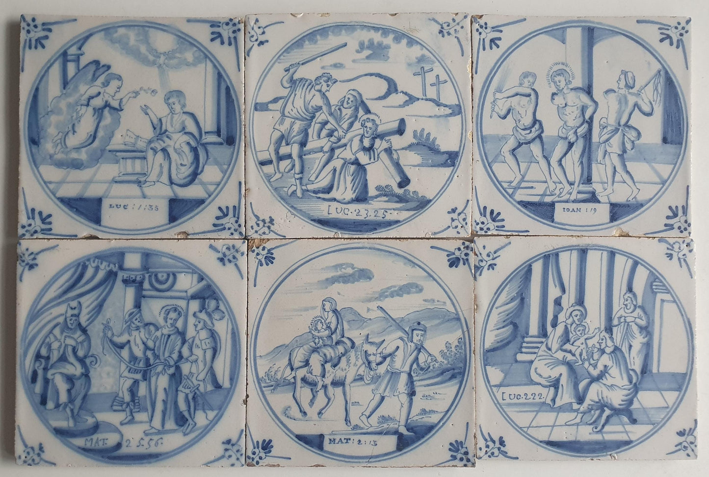 Antique Delft Tile Set, 18th/19th Century Dutch Tegel, (Bibel)