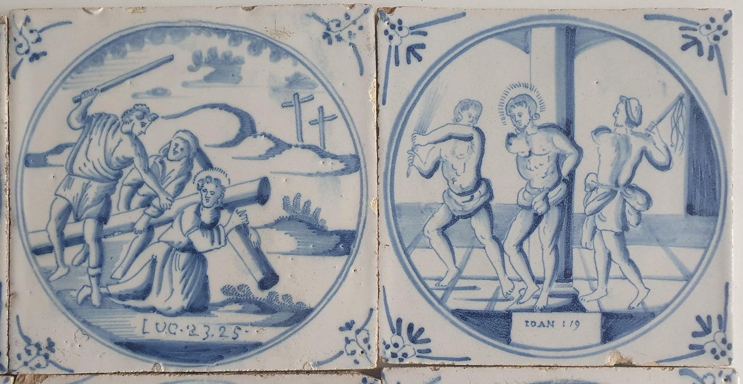 Antique Delft Tile Set, 18th/19th Century Dutch Tegel, (Bibel)