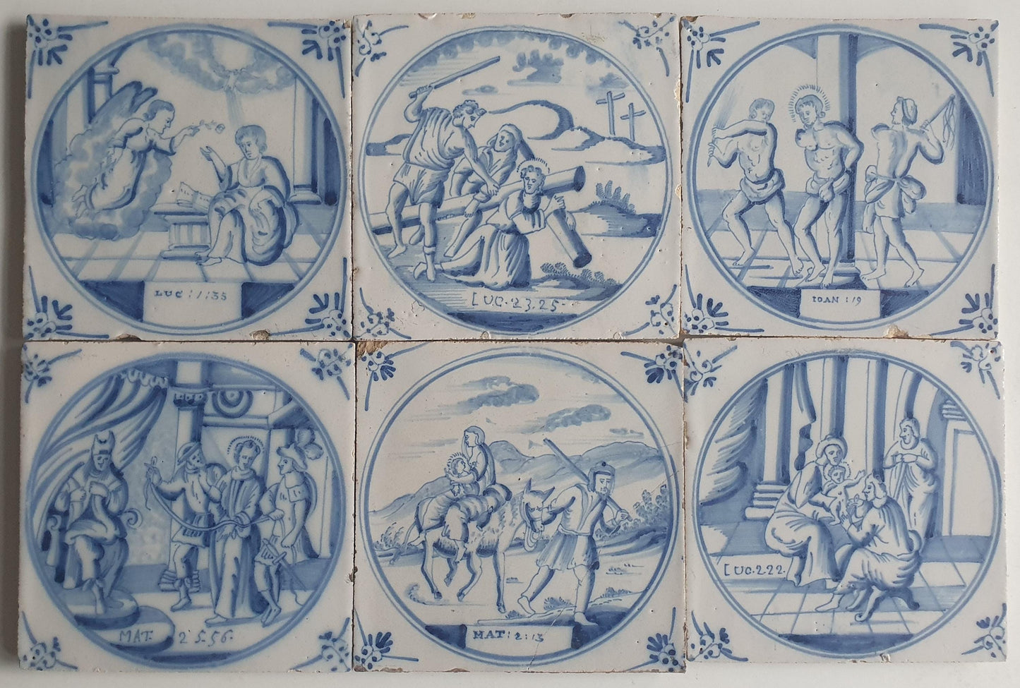 Antique Delft Tile Set, 18th/19th Century Dutch Tegel, (Bibel)