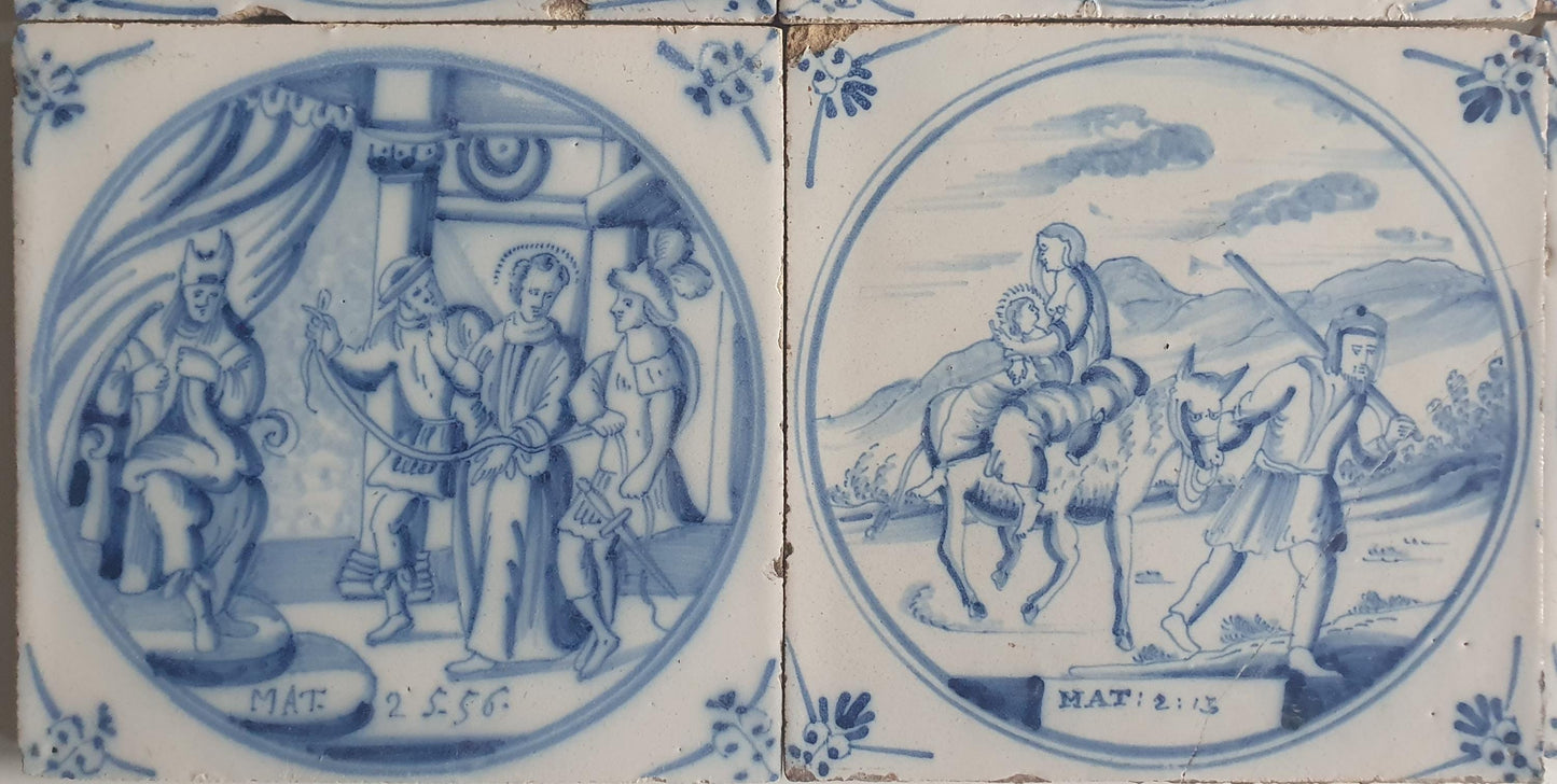 Antique Delft Tile Set, 18th/19th Century Dutch Tegel, (Bibel)