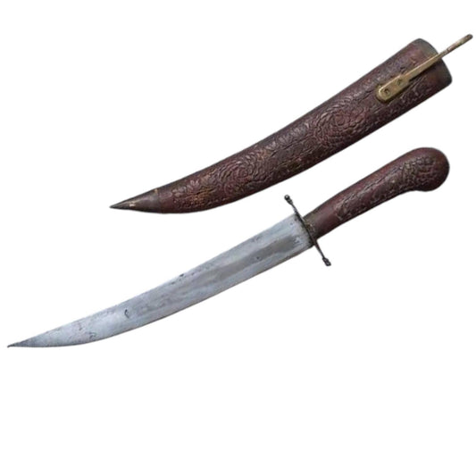 Handcarved Kukri Knife, Indian Hunting Knife with Sheath
