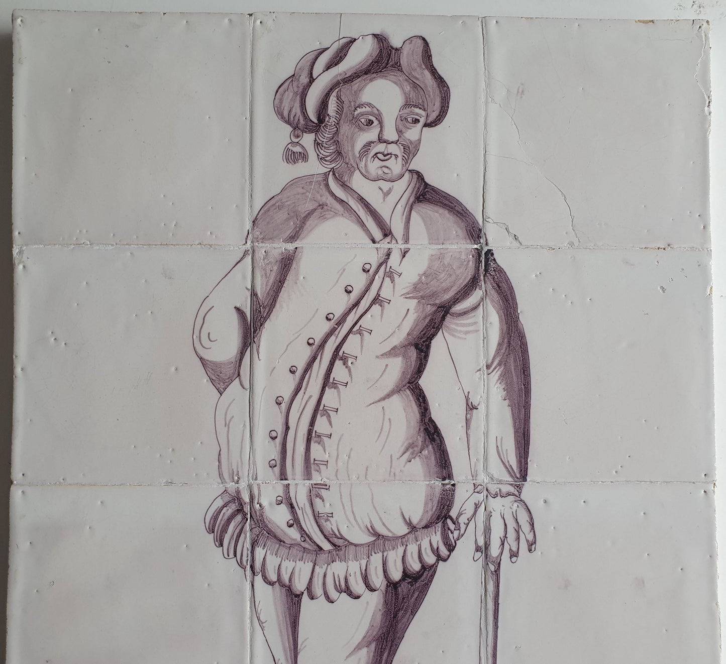 Dutch tiletableau, gentleman , Harlingen  Dutch painter handpainte 12 tile  1750-1780