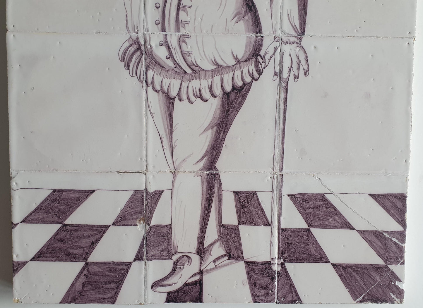 Dutch tiletableau, gentleman , Harlingen  Dutch painter handpainte 12 tile  1750-1780