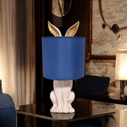 Rabbit Ears Table Lamp, blue Shade, Whimsical Nursery Decor, bunny hare vintage tablelamp, magical :)