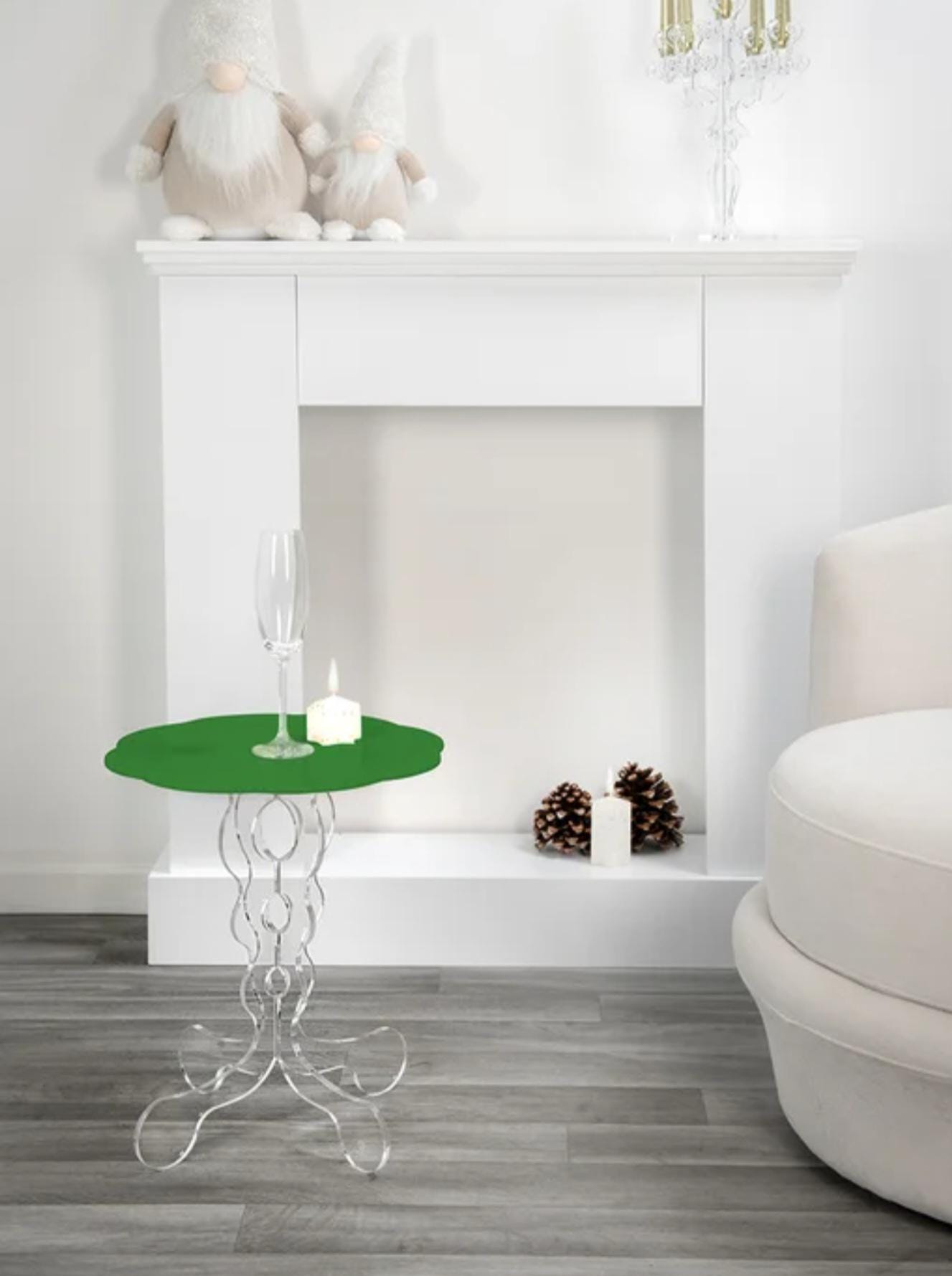 Vintage Italian Green Plexiglass Side Table, Modern Design