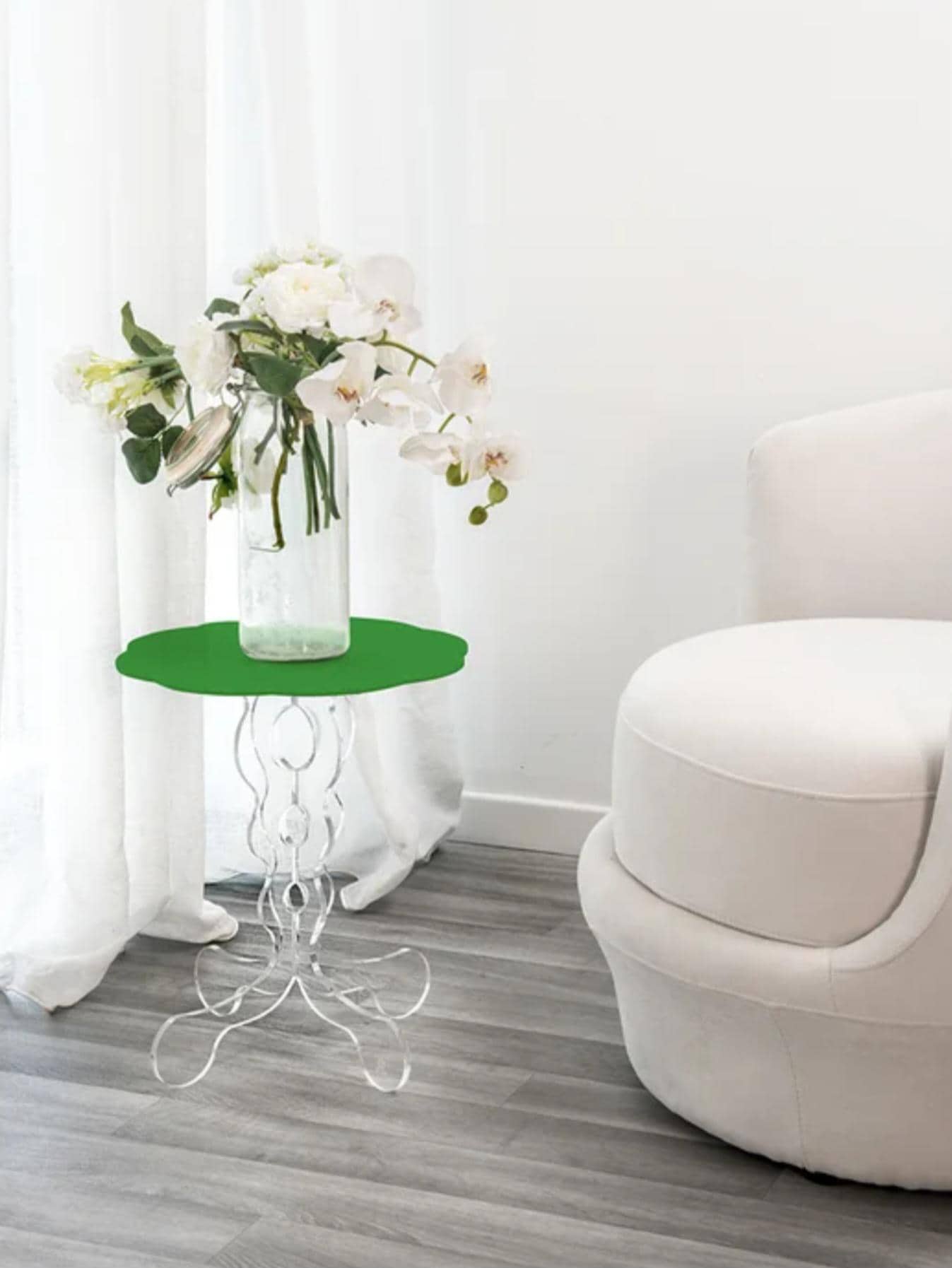 Vintage Italian Green Plexiglass Side Table, Modern Design