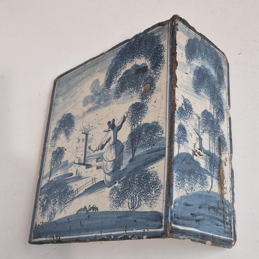 Antique Delft Blue Fireplace Tile, 1750s Ost Frysland, Northern Germany