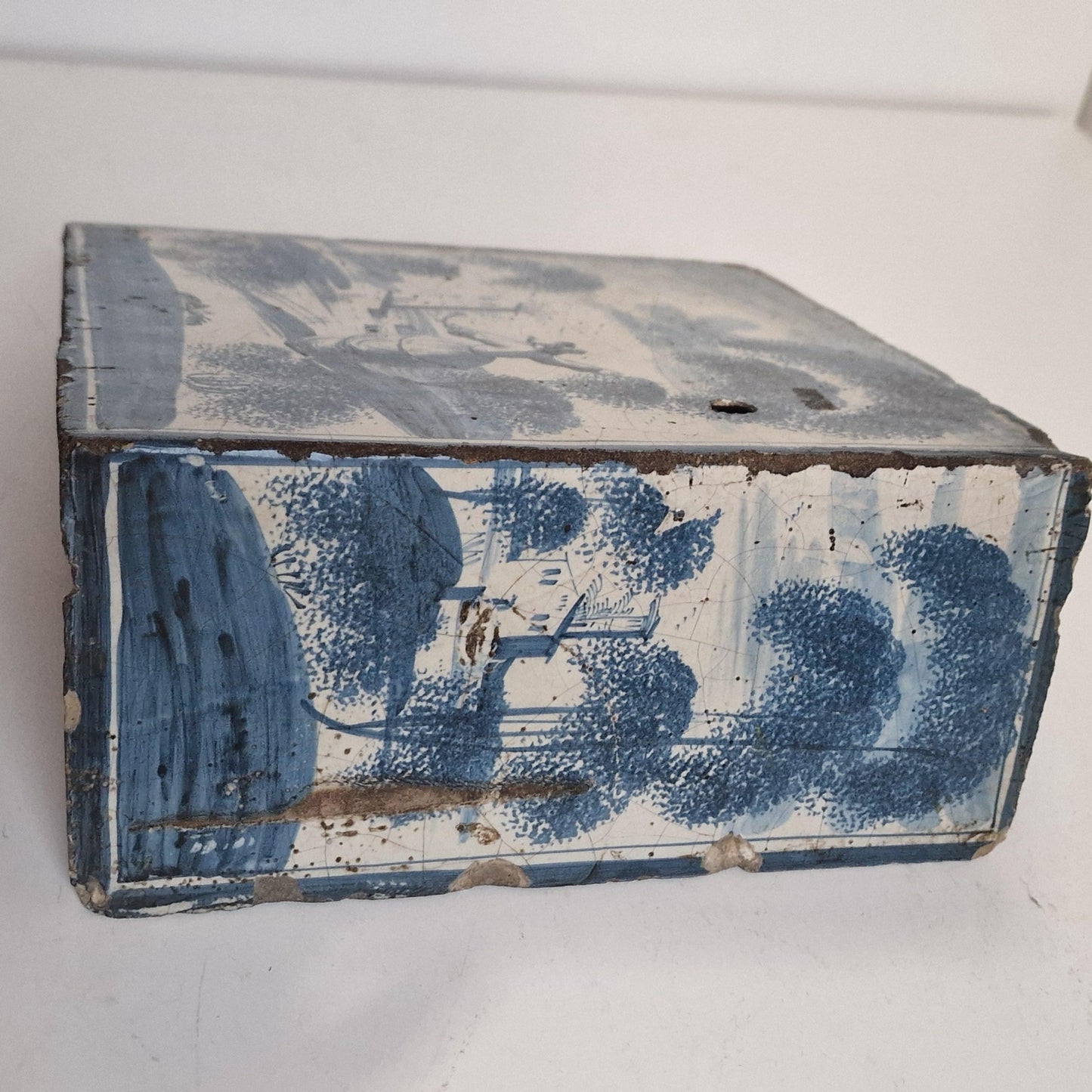 Antique Delft Blue Fireplace Tile, 1750s Ost Frysland, Northern Germany