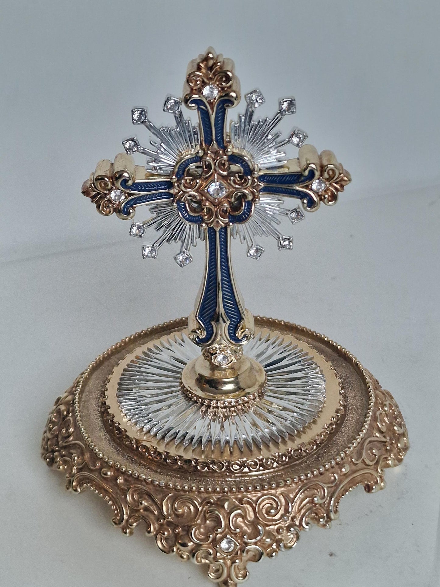 Star of Hope Jeweled Cross in dome by House of Fratelli Coppini; Franklin Mint lim ed; tesori, hand painted, goldgilt, swarovski crystals.