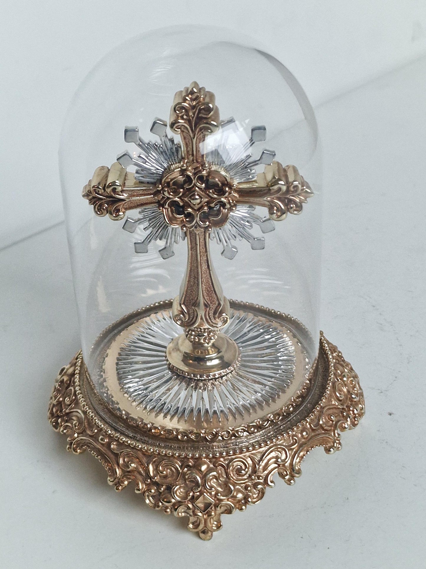 Star of Hope Jeweled Cross in dome by House of Fratelli Coppini; Franklin Mint lim ed; tesori, hand painted, goldgilt, swarovski crystals.