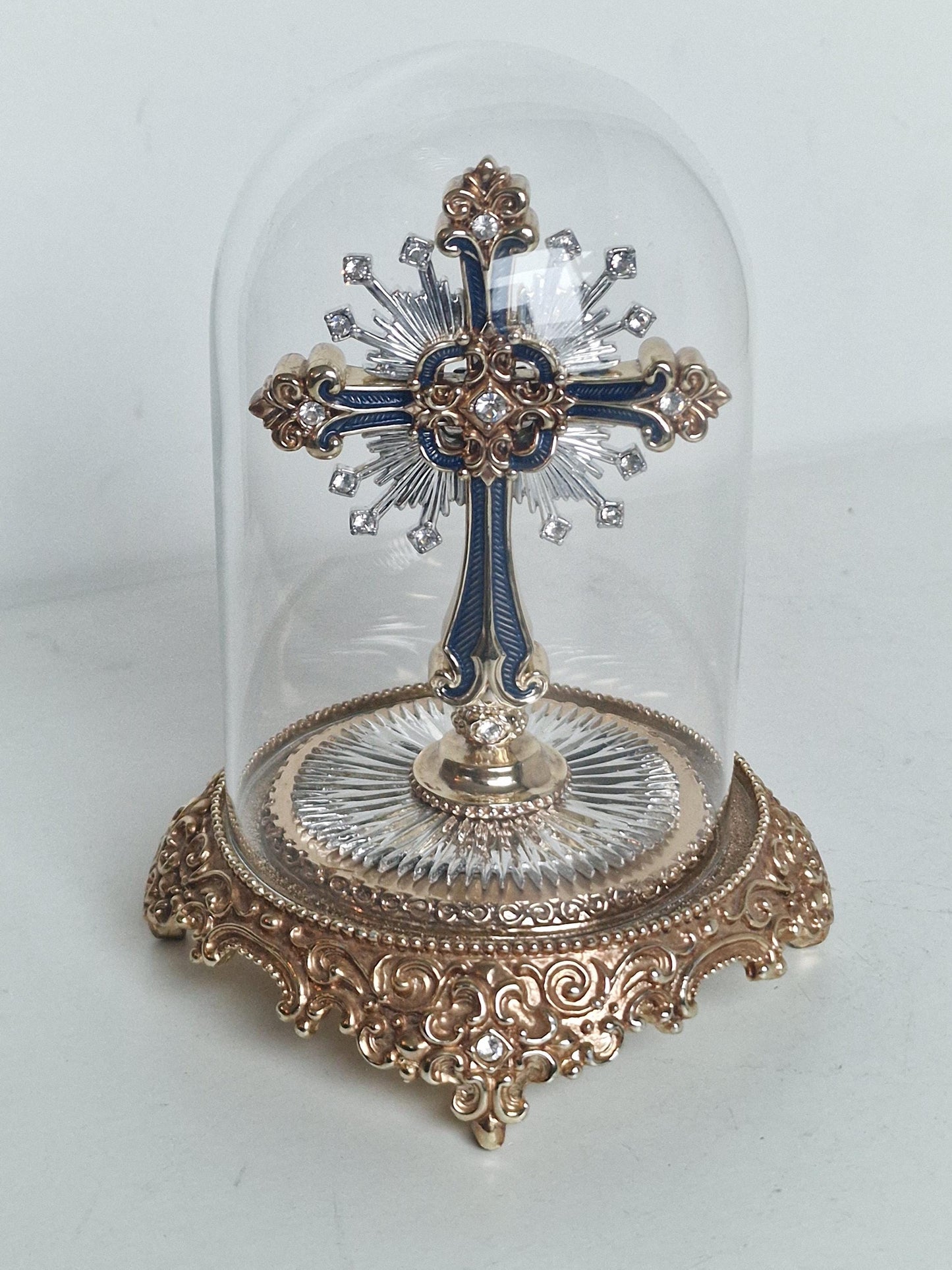 Star of Hope Jeweled Cross in dome by House of Fratelli Coppini; Franklin Mint lim ed; tesori, hand painted, goldgilt, swarovski crystals.