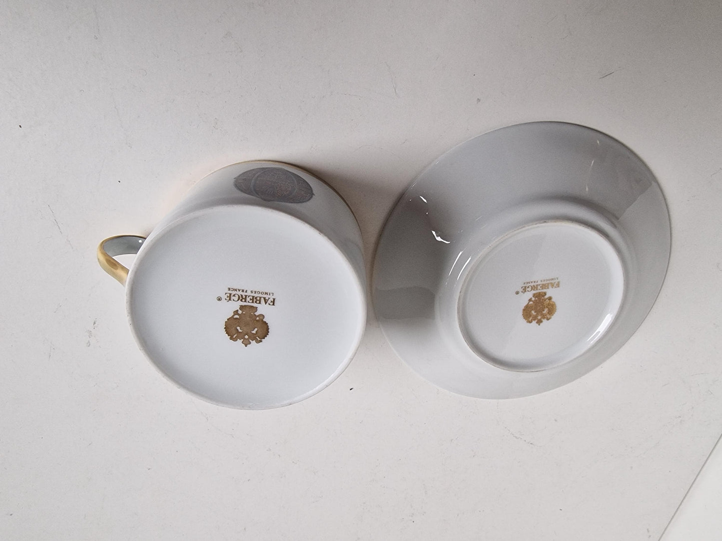 Faberge, mint xl  porcelain Gilt Cup and Saucer: Fabergé Imperial Limoges, 300 ml