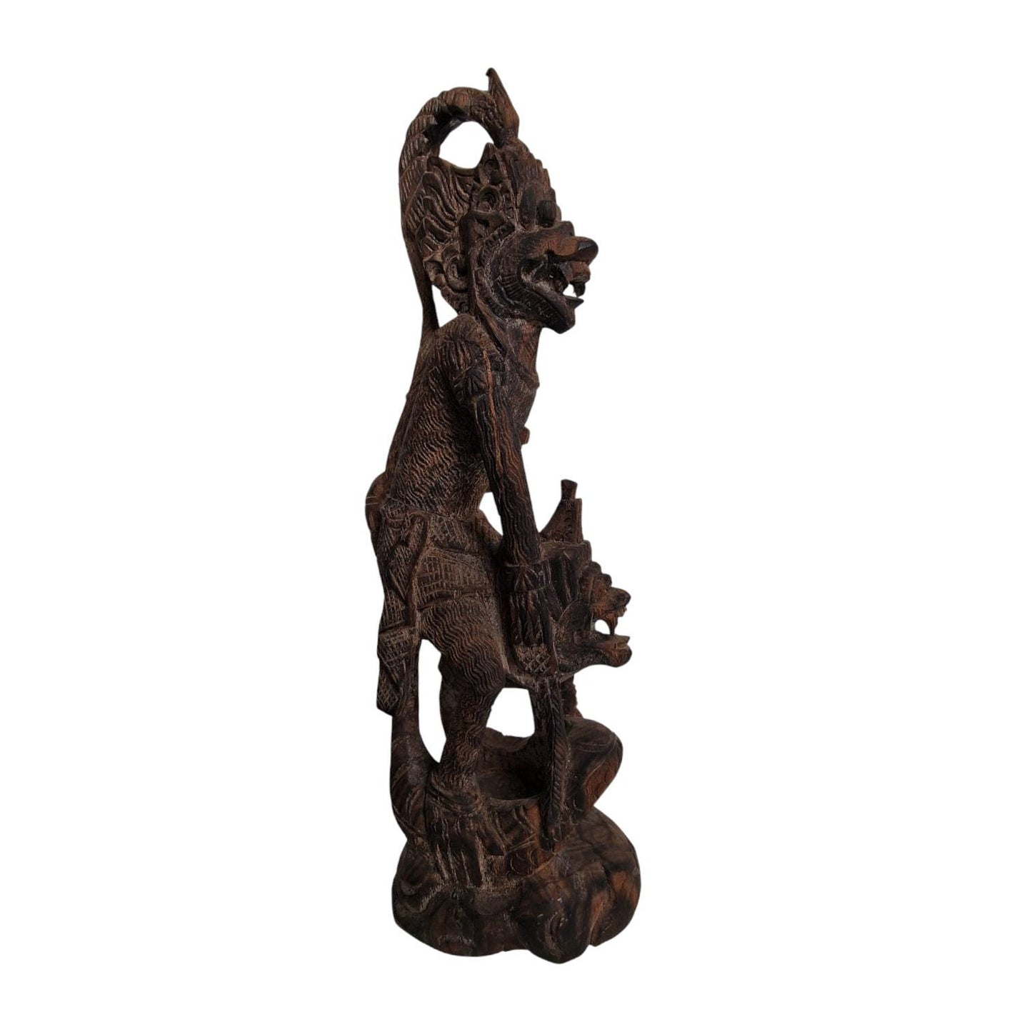 Old Indonesian Carving of Vishnu Riding Garuda, handcarved Java indonesia, good used condition