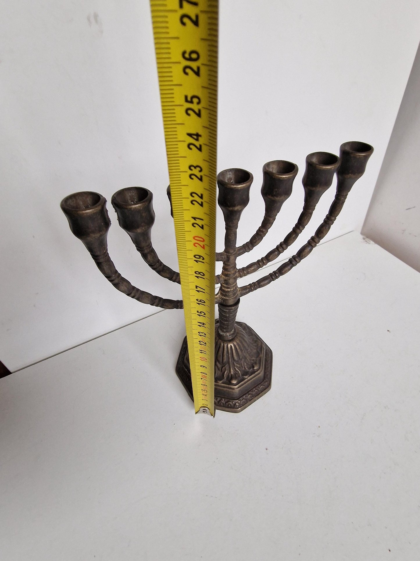 Antique Brass Hanukkah Menorah – Art Nouveau Jewish Candlestick