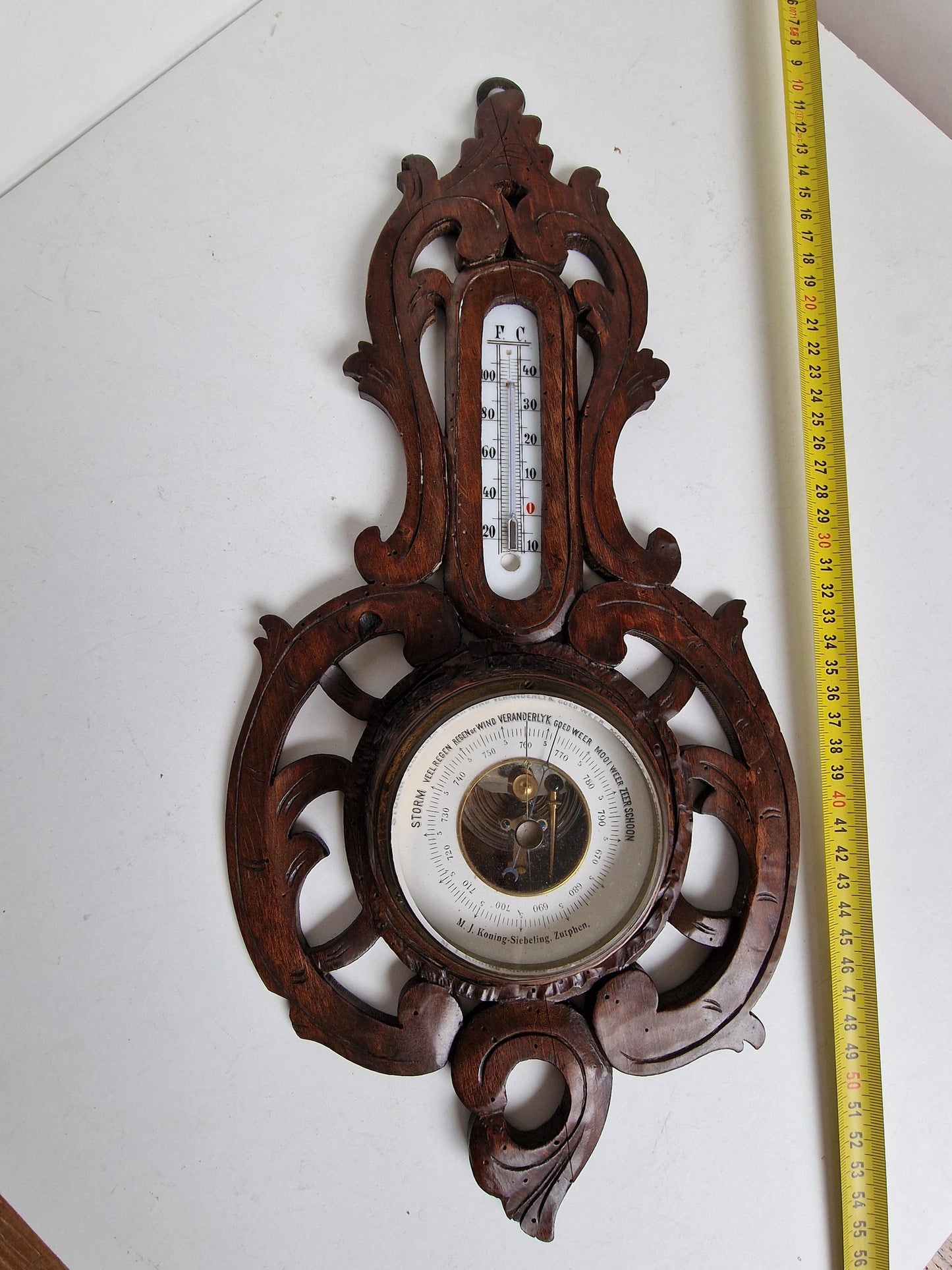 Art Nouveau Holosteric Barometer, Signed Antique Dutch Weather Station, koning-siebeling, zutphen, the netherlands