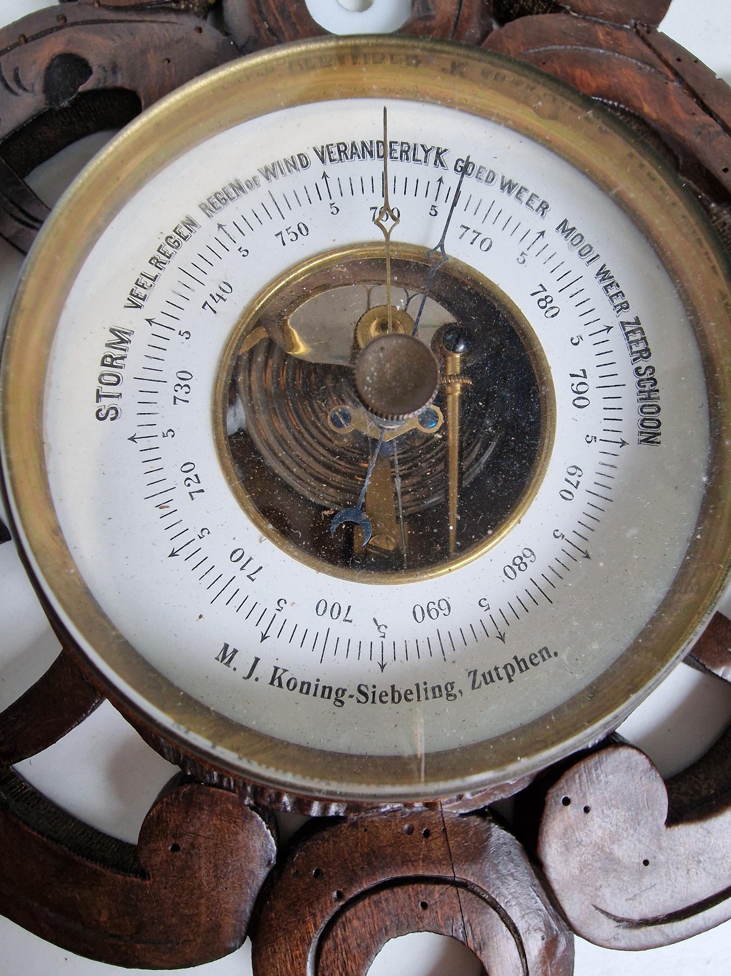 Art Nouveau Holosteric Barometer, Signed Antique Dutch Weather Station, koning-siebeling, zutphen, the netherlands
