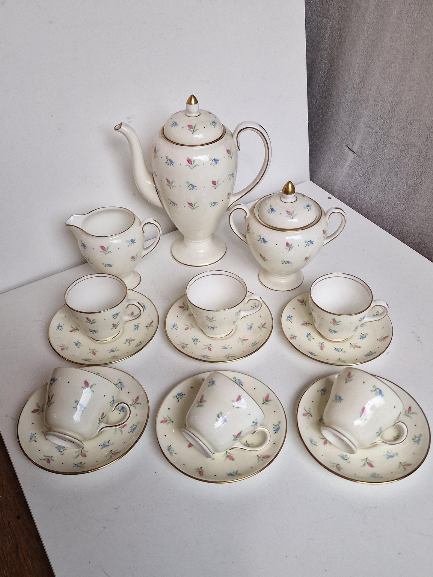 Antique Wedgwood Creamware Tea Set, Chinese Pattern, 6 Piece