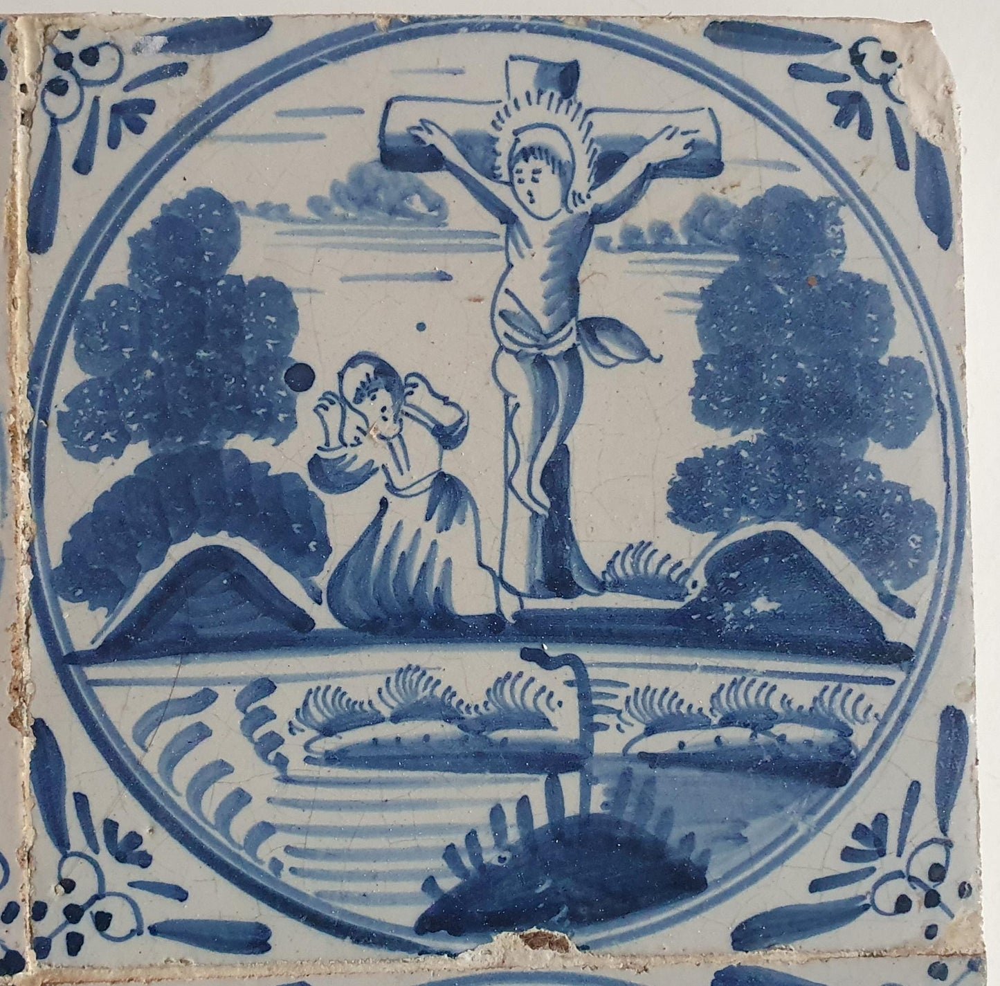 Antique Delft Blue Biblical Tiles, 18th Century, Ossekophoek Motif