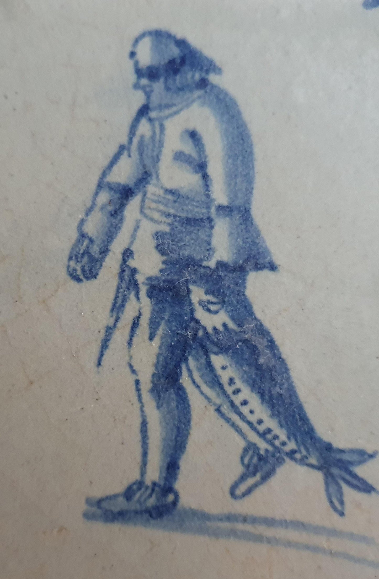 dutch antique tile, 17th century, fisherman  a, rare !  around 1630