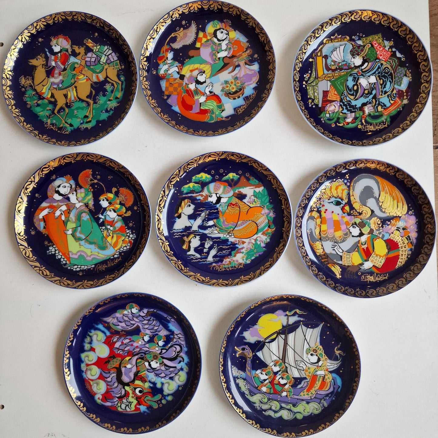 Bjørn Wiinblad Wallplates Rosenthal Gold Plated Porcelain Plate - Sindbad the Sailor