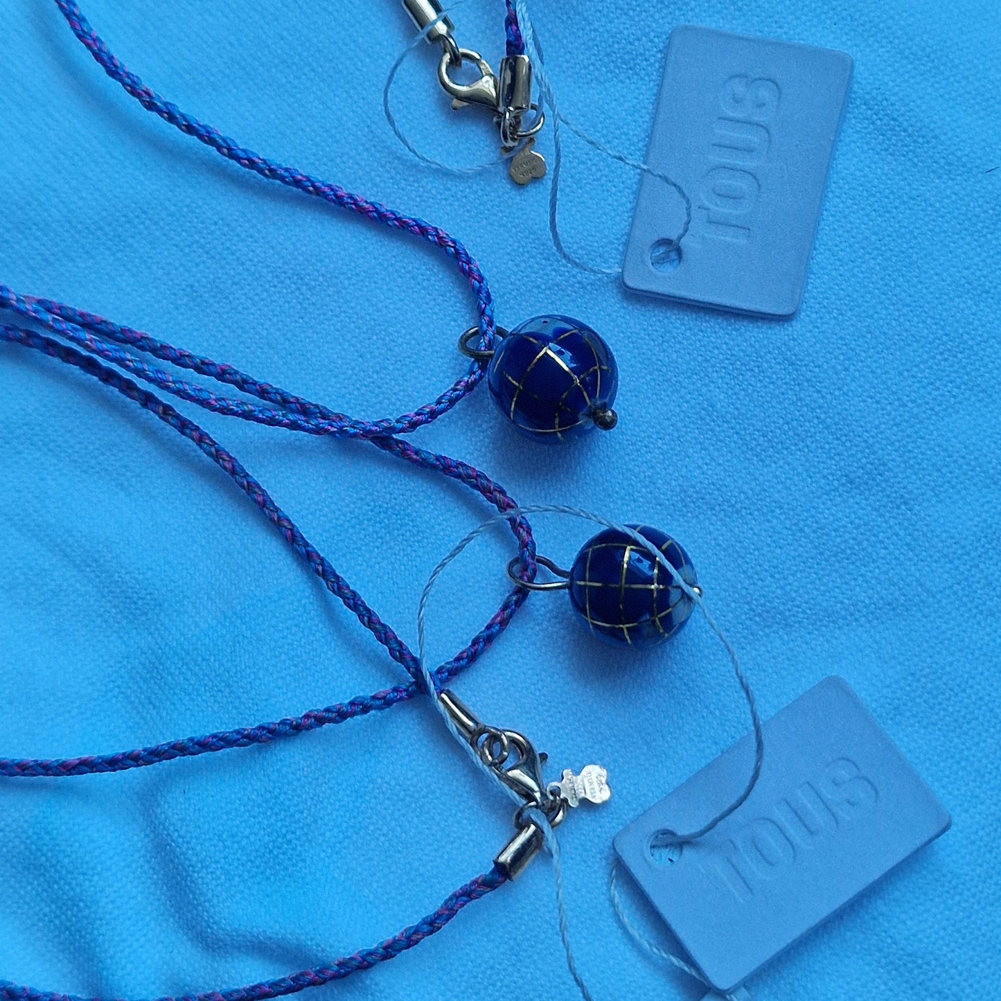 Tous Sterling Silver Gilt Necklace, Lapis Lazuli Globe Pendant