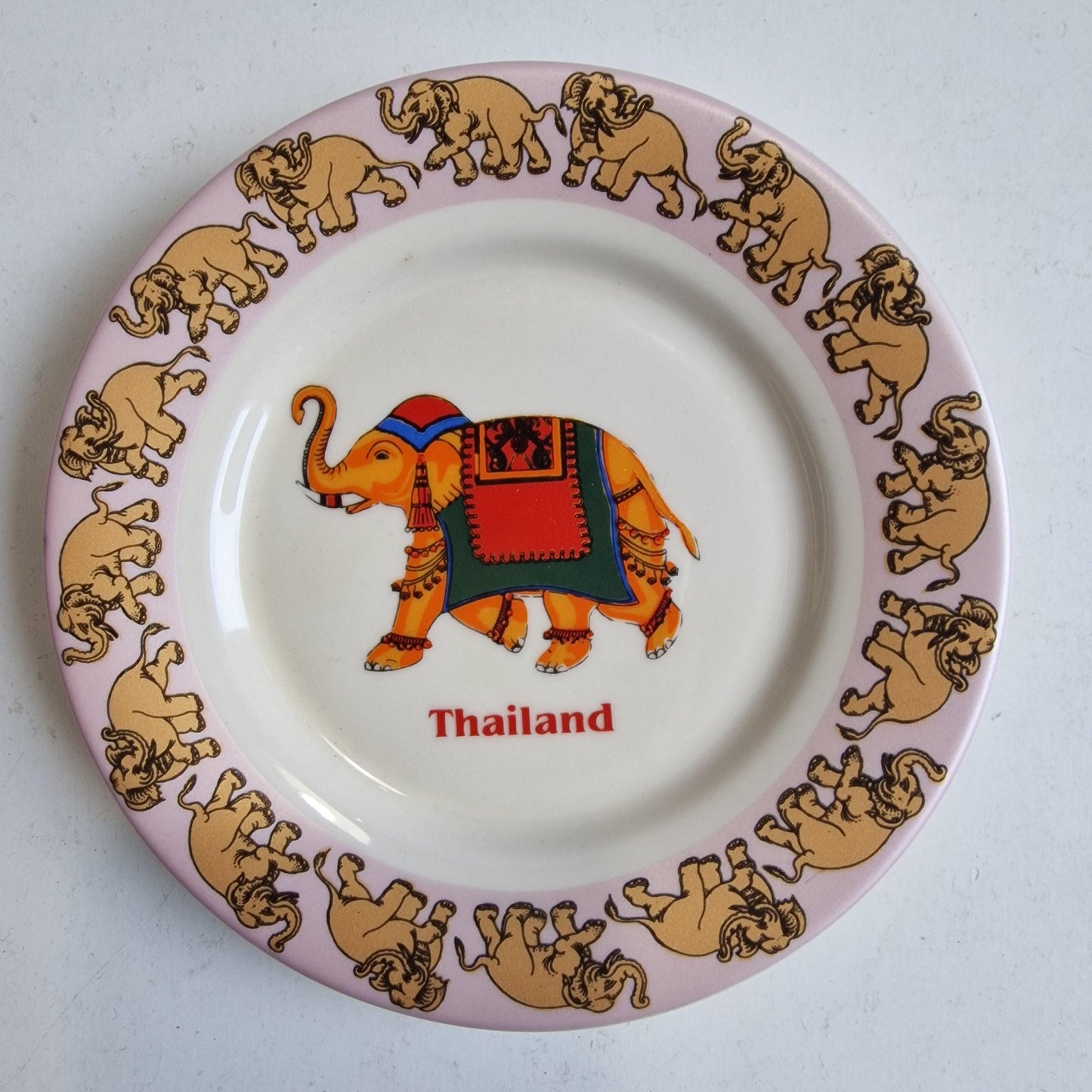vintage midcentury tourism thailand wall plate dish elephant