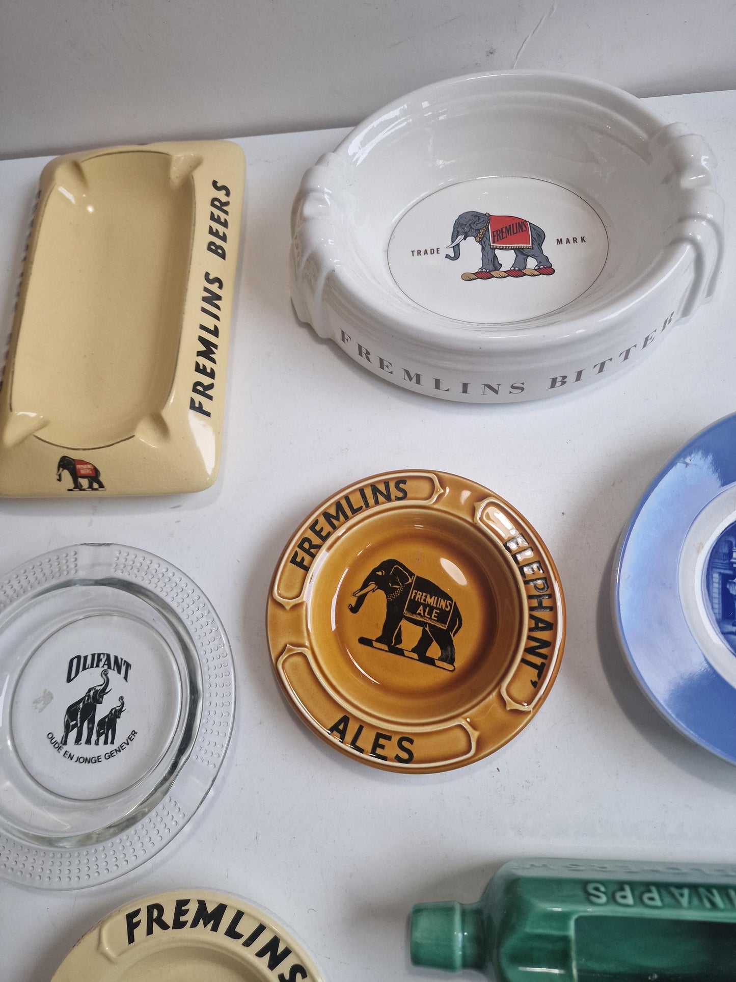 7 collectable ashtrays eu vintage retro elephant carlsberg haviland fremlins melchers