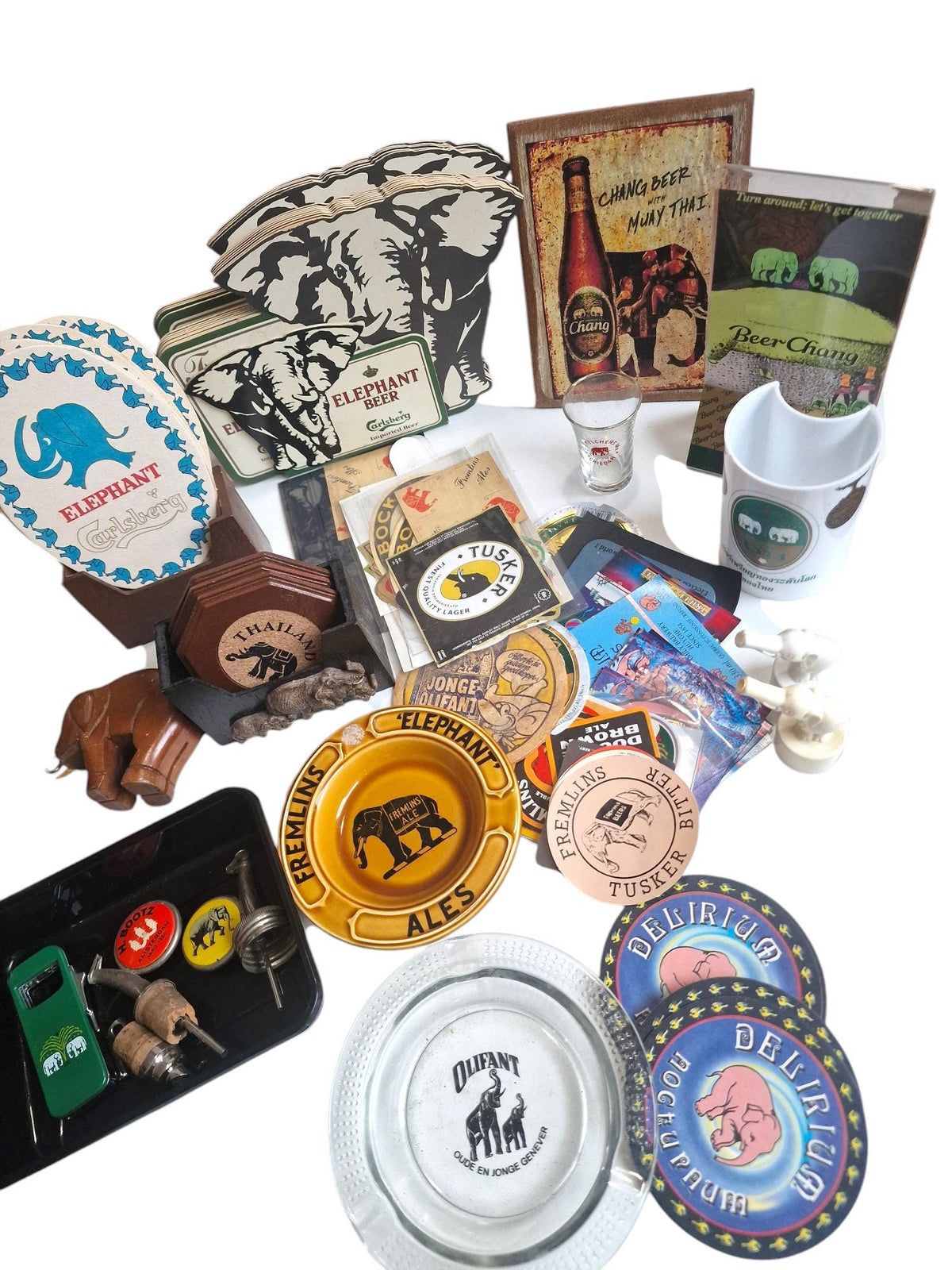 Xl collection beer verzameling thai  ashtrays eu vintage retro elephant carlsberg haviland fremlins