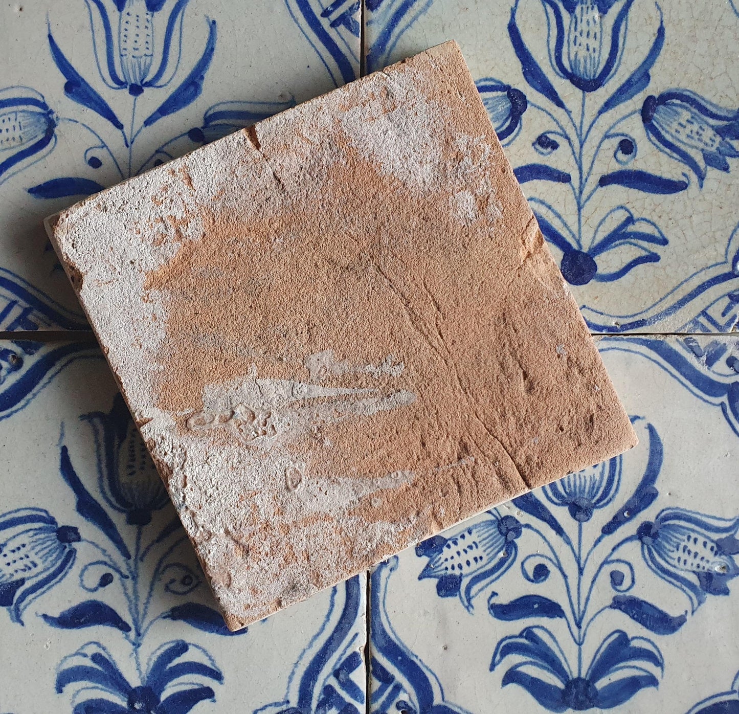 Antique Delft Tulip Tiles, 17th Century Dutch Wall Decor, Set of 6