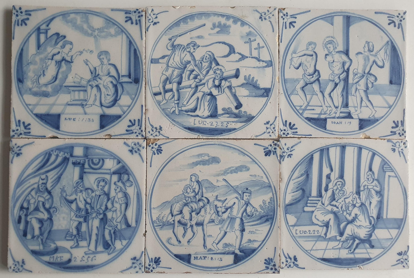 Antique Delft Tile Set, 18th/19th Century Dutch Tegel, (Bibel)