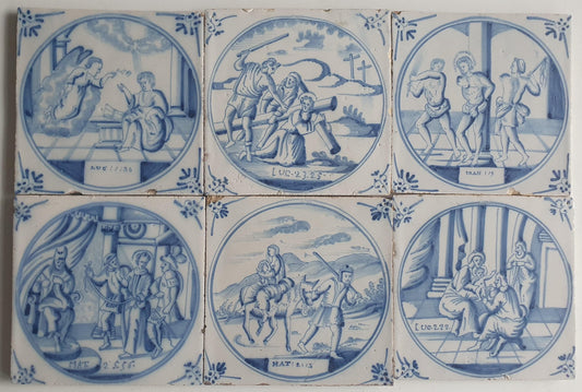 Antique Delft Tile Set, 18th/19th Century Dutch Tegel, (Bibel)