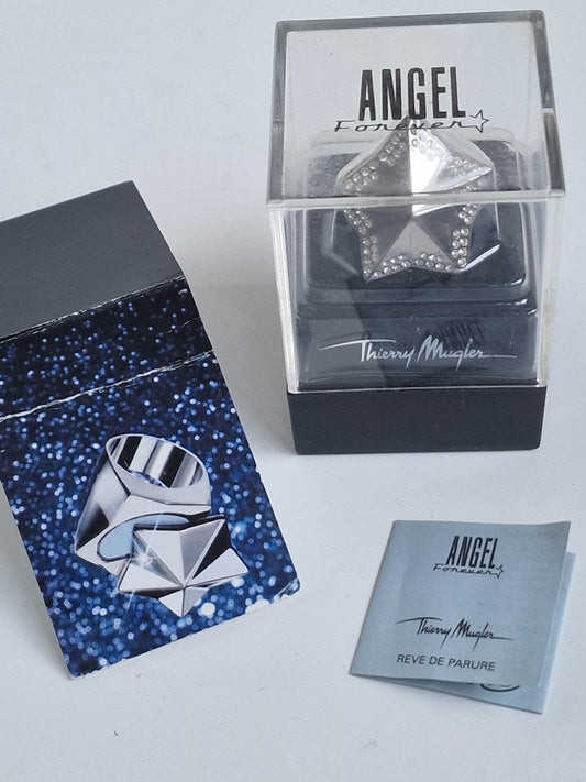 Thierry mugler ring w secret compartiment , swarovski and steel, 'poison ring' retired rare