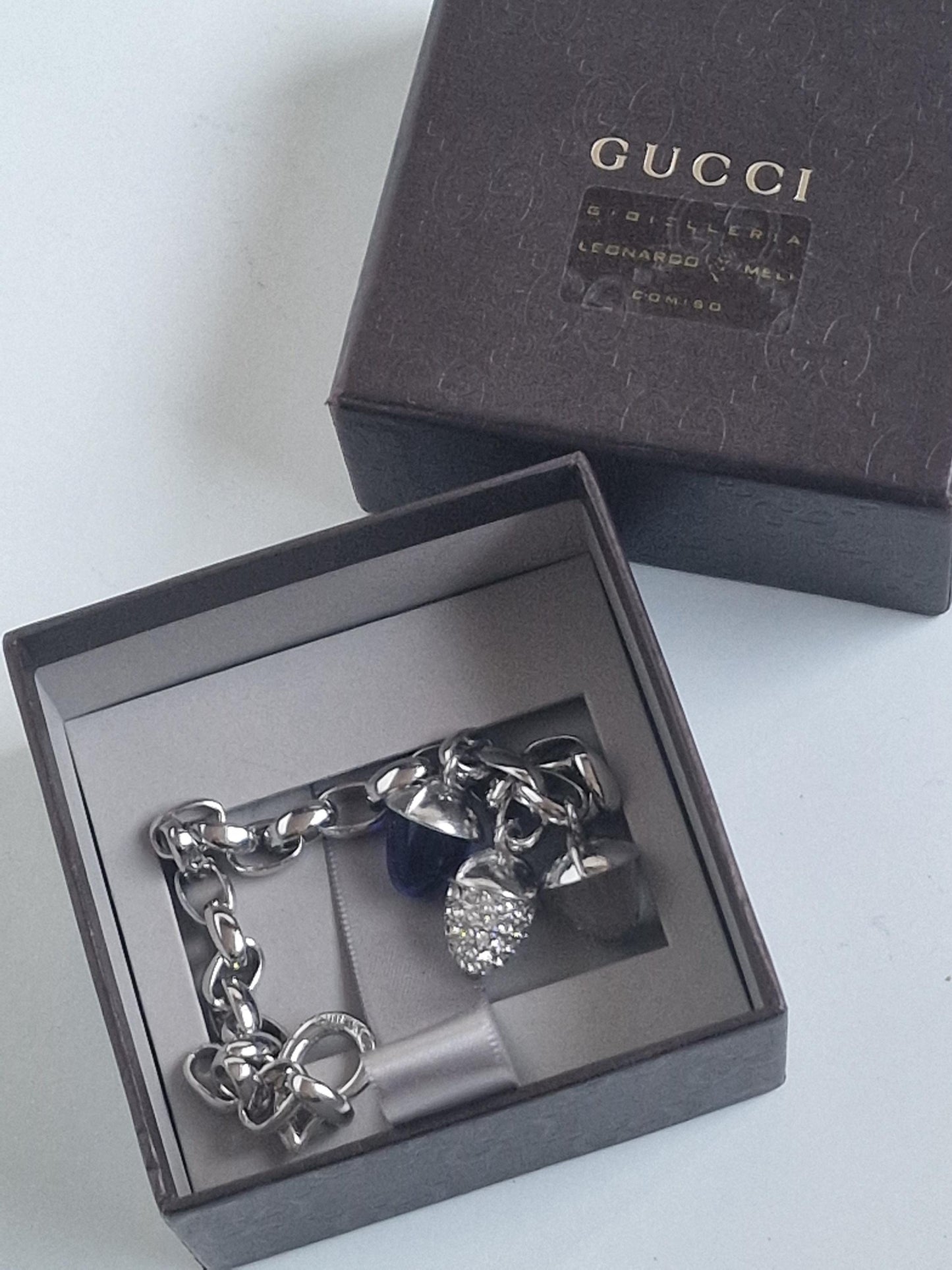 La Prairie Silverrain Charm Bracelet, Acorn Crystal Charms, Retired Edition