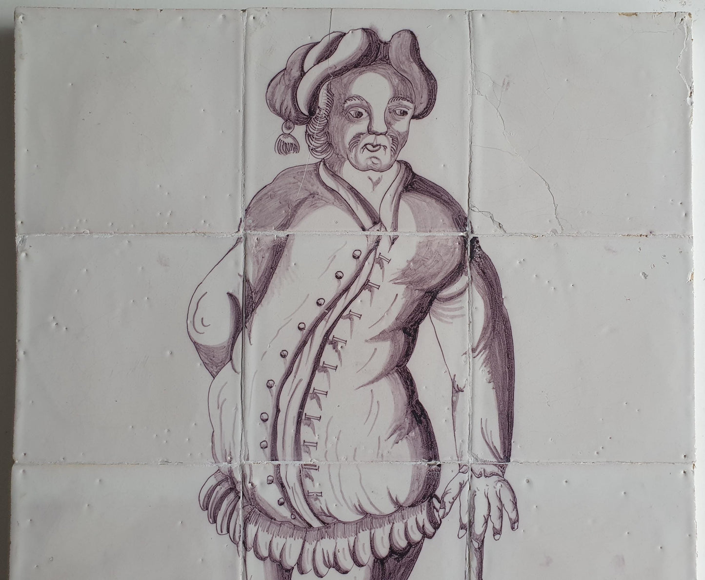 Dutch tiletableau, gentleman , Harlingen  Dutch painter handpainte 12 tile  1750-1780