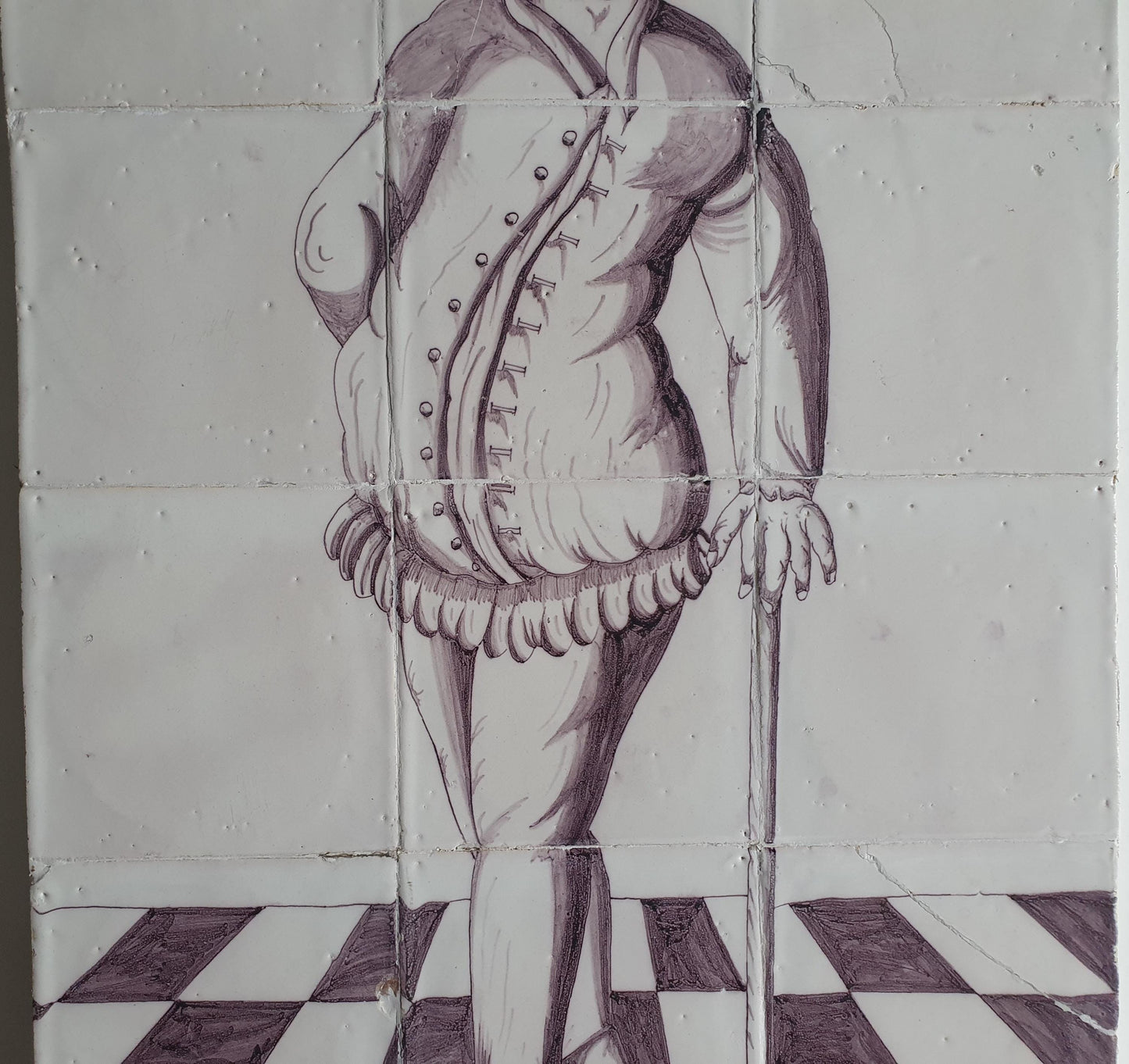 Dutch tiletableau, gentleman , Harlingen  Dutch painter handpainte 12 tile  1750-1780
