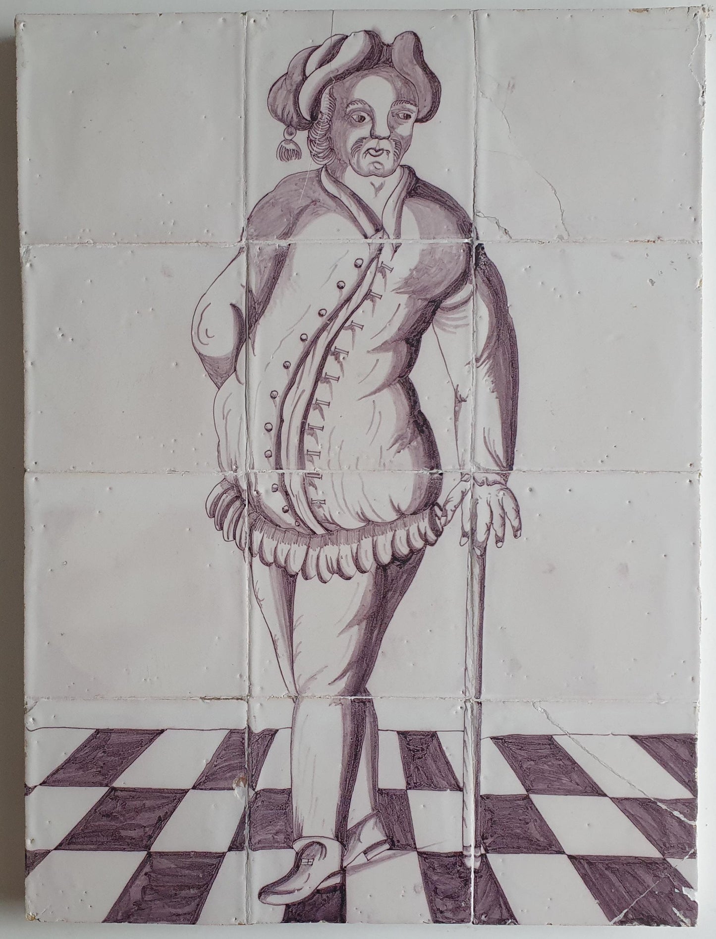 Dutch tiletableau, gentleman , Harlingen  Dutch painter handpainte 12 tile  1750-1780